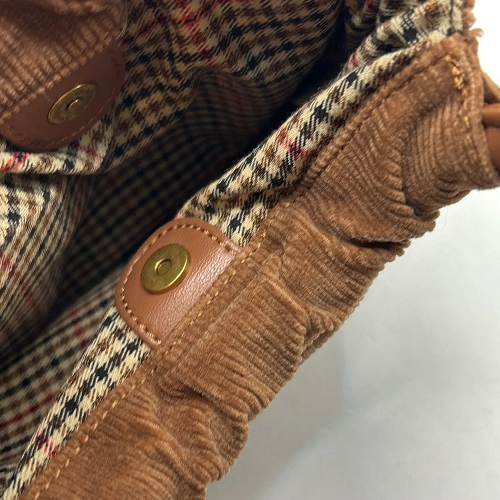 Brandy Melville light brown Corduroy mini bag exterior pocket casual festival - Picture 4 of 16